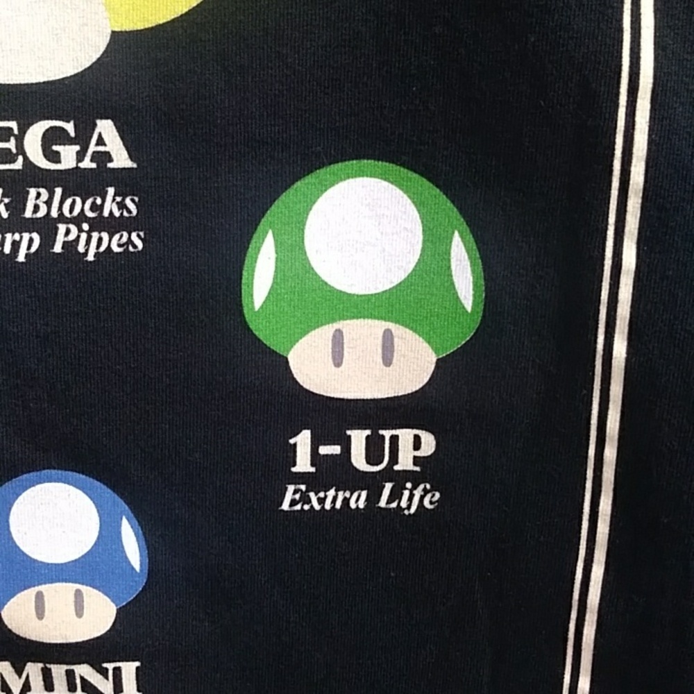 Super Mario Know Your Mushrooms Black & Yellow Men's Graphic T-Shirt *EUC* - Picture 6 of 8